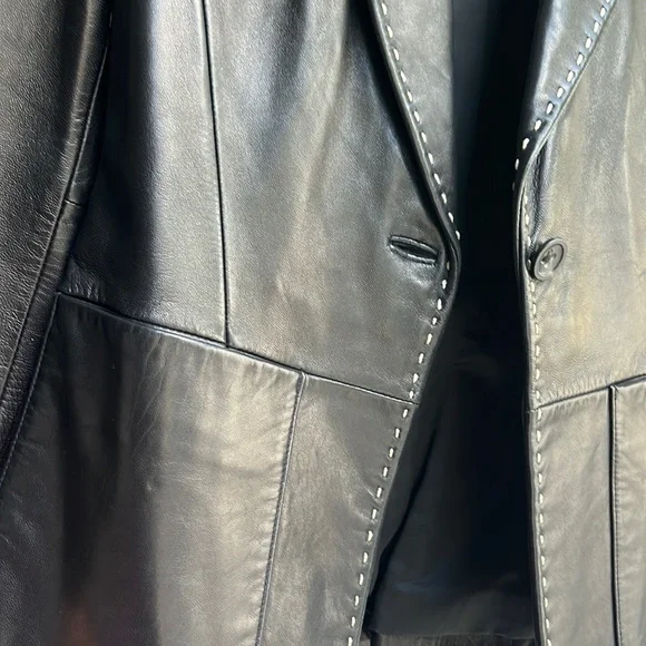 Banana Republic Leather Stitch Detail Moto Blazer/Jacket fit XS - Picture 7 of 17